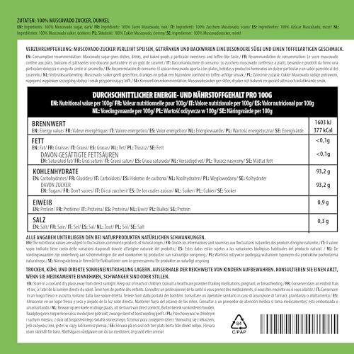 Alpi Nature Muscovado Zucker dunkel 500g, dunkler Muscovado Zucker, unraffinierter Rohrzucker