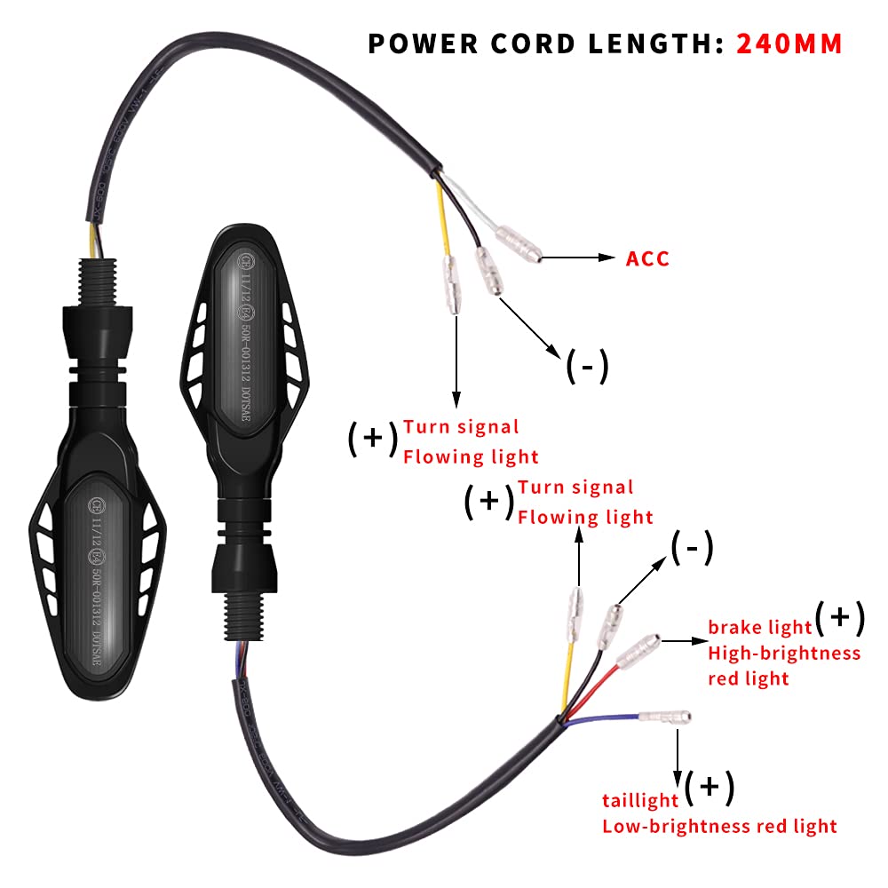 4 Uds De Luces LED De Señal para Motocicleta Luz De Freno Y Giro Carcasa Ahumada 12V Luz Trasera Que Fluye Lámpara De Circulación Diurna DRL,Yellow b