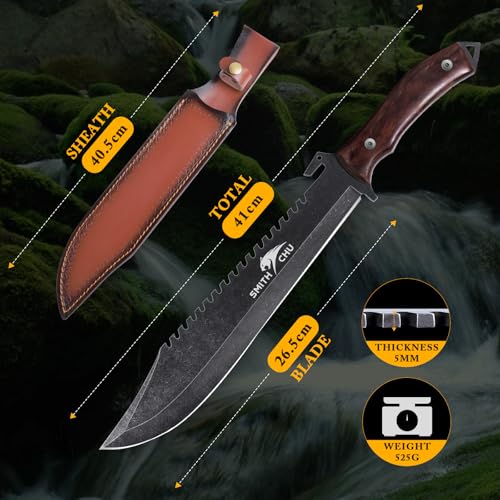 SMITH CHU Outdoor Messer mit Scheide, Full Tang Survival Messer für Camping Wandern – Ansicht 4