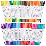Dual Tip Brush Pens, Homecube 60 Colors Watercolor Art Markers Pens Set with Fine Liners Tip and Brush Tip for Adult Coloring Books, Drawing, Painting, Writing Calligraphy