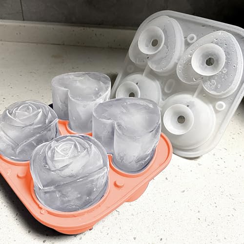 Molde de silicona para cubos de hielo formas rosa y corazón miniatura 6
