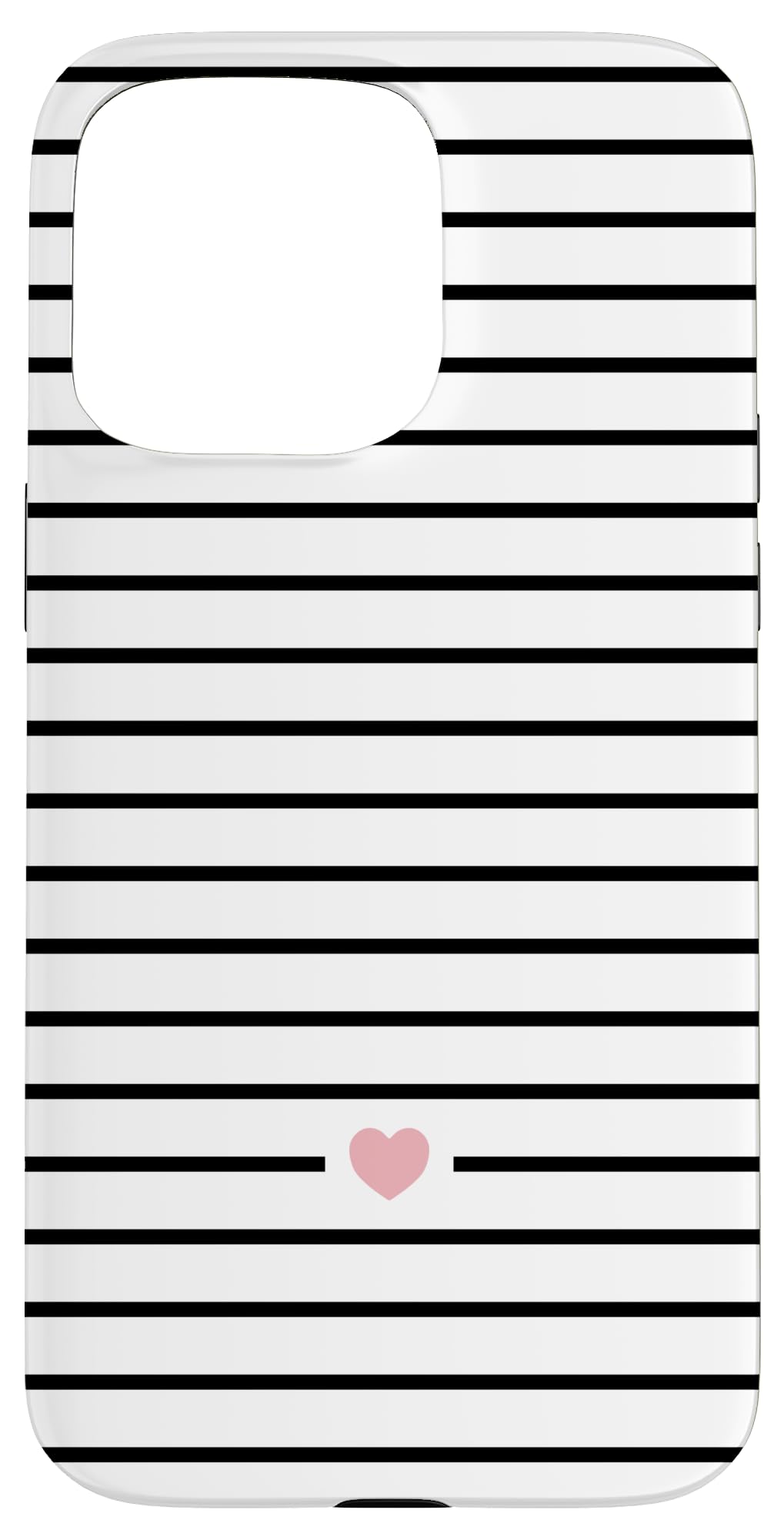 Tiny Pink Heart Black and White Stripes Striped Minimalist Case for iPhone 15 Pro Max