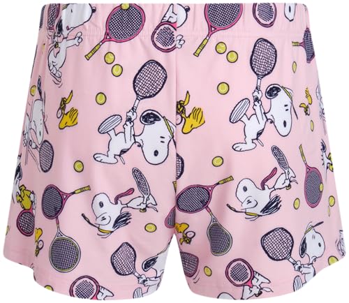 Image of COCO BRANDS Peanuts Snoopy Womens Pajama Set - 2 Piece Short Sleeve Button Down Sleep Shirt and Pajama Shorts