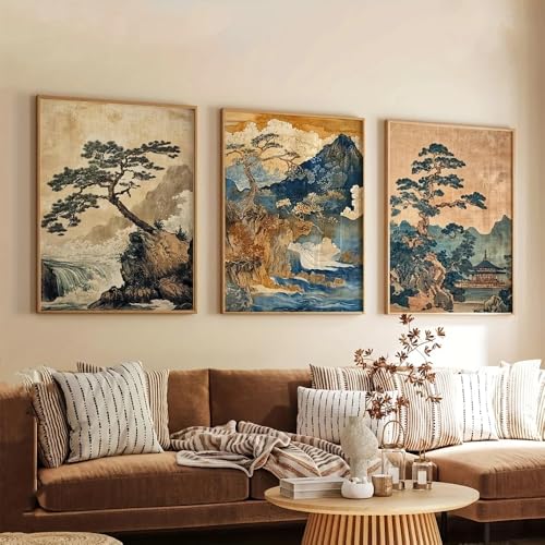Affiches japonais rétro vibrant 3 pièces sans cadre 60x80cm