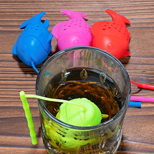 Veiren 6 Pieces Silicone Tea Strainers Creative Fish Shape Loose Leaf Tea Infuser With Long Handle Lanyard Reusable Tea Interval Diffuser Tea Cup Filter For Herbal Spice, Random Colors #TOP6