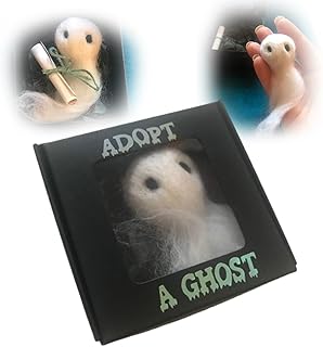 Adopt A Ghost, White Wool Felt Ghost and Tiny Scroll Set, Ghost Felt Doll Cute Halloween Ghost Gift,Funny Pet Ghost (1pcs)
