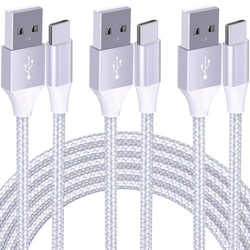 HomeRevel Cable de carga USB C, paquete de 3 cables de carga tipo C de 1 m + 2 m + 3 m, cable de carga rápida 3 A de nailon trenzado para Samsung Galaxy S24/S23/S22, iPhone 15 Plus Pro Max, Google