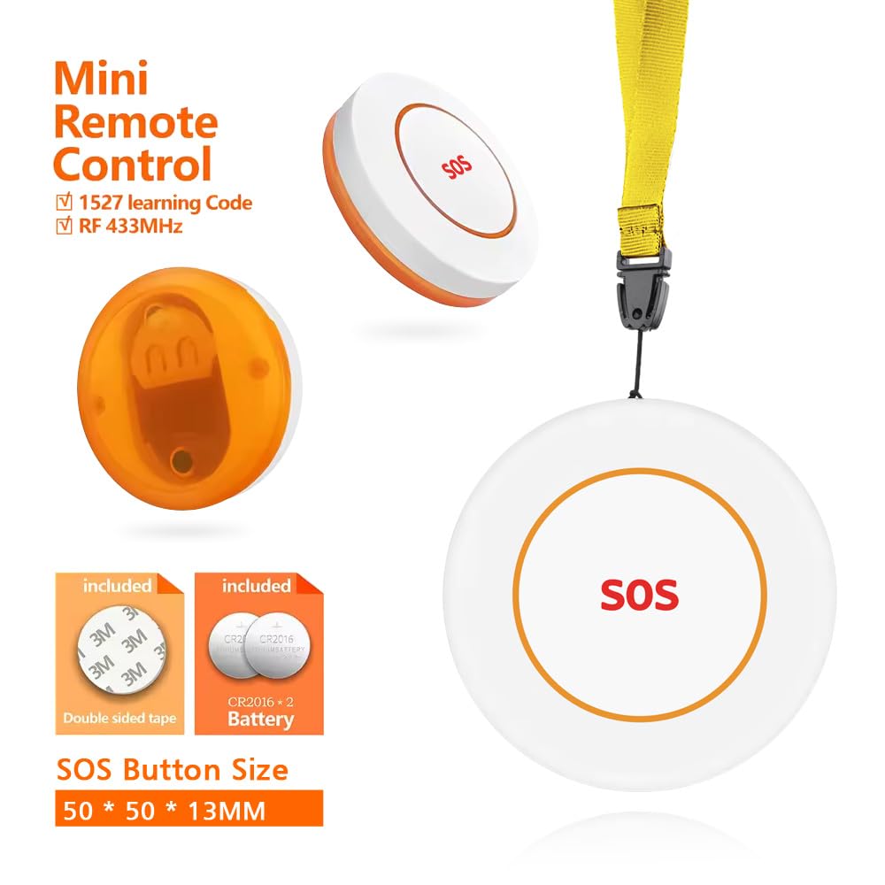 VOCA Smart WiFi Wireless SOS Pager, Pulsante di chiamata – Pulsante di panico e allarme di emergenza per anziani, pazienti e disabili | WiFi 2.4G | Include ricevitore, pulsante di chiamata