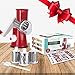 LOYALMASTER Manual Cheese Shredder Rotary Mandoline - Round Drum Grater Vegetable Slicer - Easy to Clean Hand Crank for Walnuts, Potato, Nut Grinder -3 Drums - Strong Suction Base and Cleaning Brush