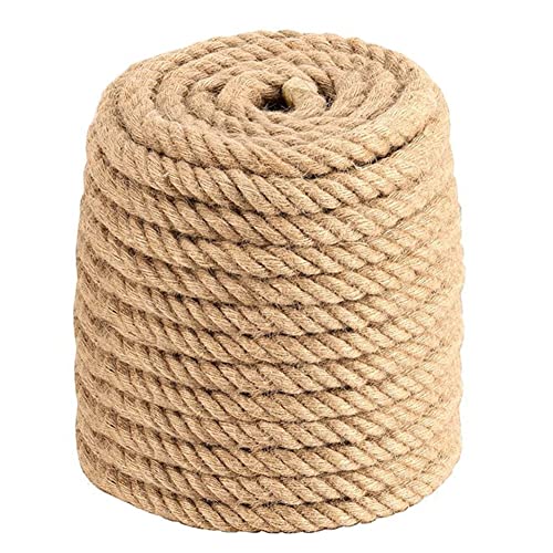 Cuerda de yute natural de 30 mm, cuerda de cáñamo trenzado extragruesa, 20 m de longitud para uso resistente, ideal para manualidades, jardinería y proyectos de bricolaje, estilo manila duradero
