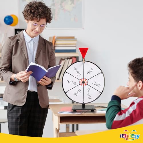 iElyiEsy Prize Spinning Wheel 12 Inch Tabletop Spin Wheel for Prizes Wheel Spinner with Stand, 6 Slots, Erasable Surface for Trade Show Carnival Party Fortune Game - Thumbnail 3