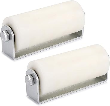 Skelang 6" Slide Gate Guide Roller with Post Welded Bracket, UHMW Hard Nylon Sliding Rolling Gates Guider, Heavy Duty Sealed Ball Bearing Side Roller Assembly, Pack of 2