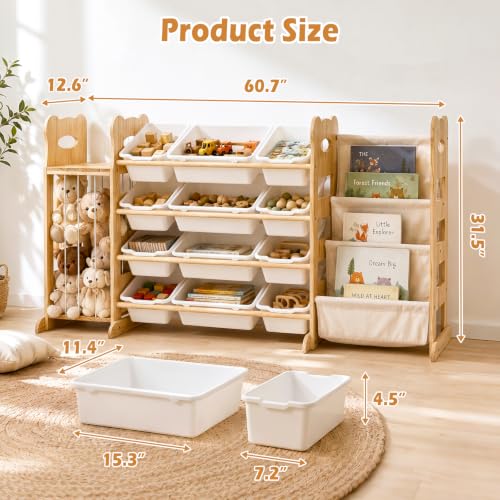60.7" JUOIFIP Toy Storage Organizer w/ Bookshelf & Stuffed Animal Storage - image 2
