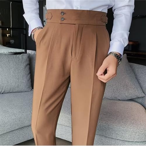 Mixgent Pants for Men,Quick Dry Pleated Dress Pants,Mens Business High Waisted Stretch Classic Fit Straight Trousers2
