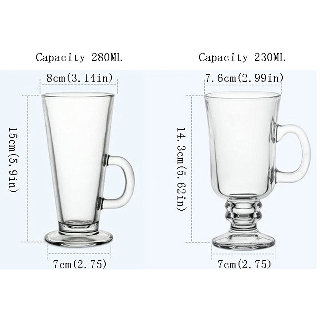 Podróżny kubek do kawy szklany latte irlandzki 280 ml filiżanki do kawy grube do włożenia przezroczyste kubki na mleko zimne napoje deserowy kubek 280 ml kubek do kawy (kolor: A)