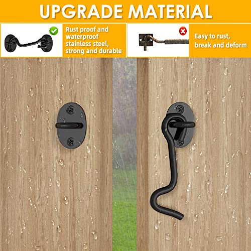 Barn Door Lock Gate Latch - Upgrade 4 Inch Heavy Duty Hook And Eye Latch Screen Door Latches Hardware Gate Lock For Bedroom Door Sliding Door Closet Window Cabinet Bathroom Outdoor Fence #TOP1