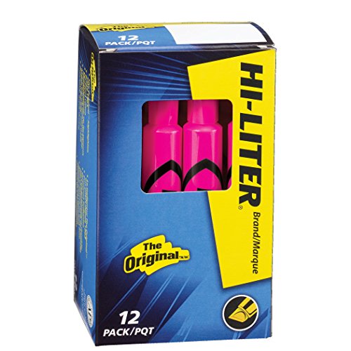 HI-LITER Desk Style, Fluorescent Pink, Box of 12 (24010)