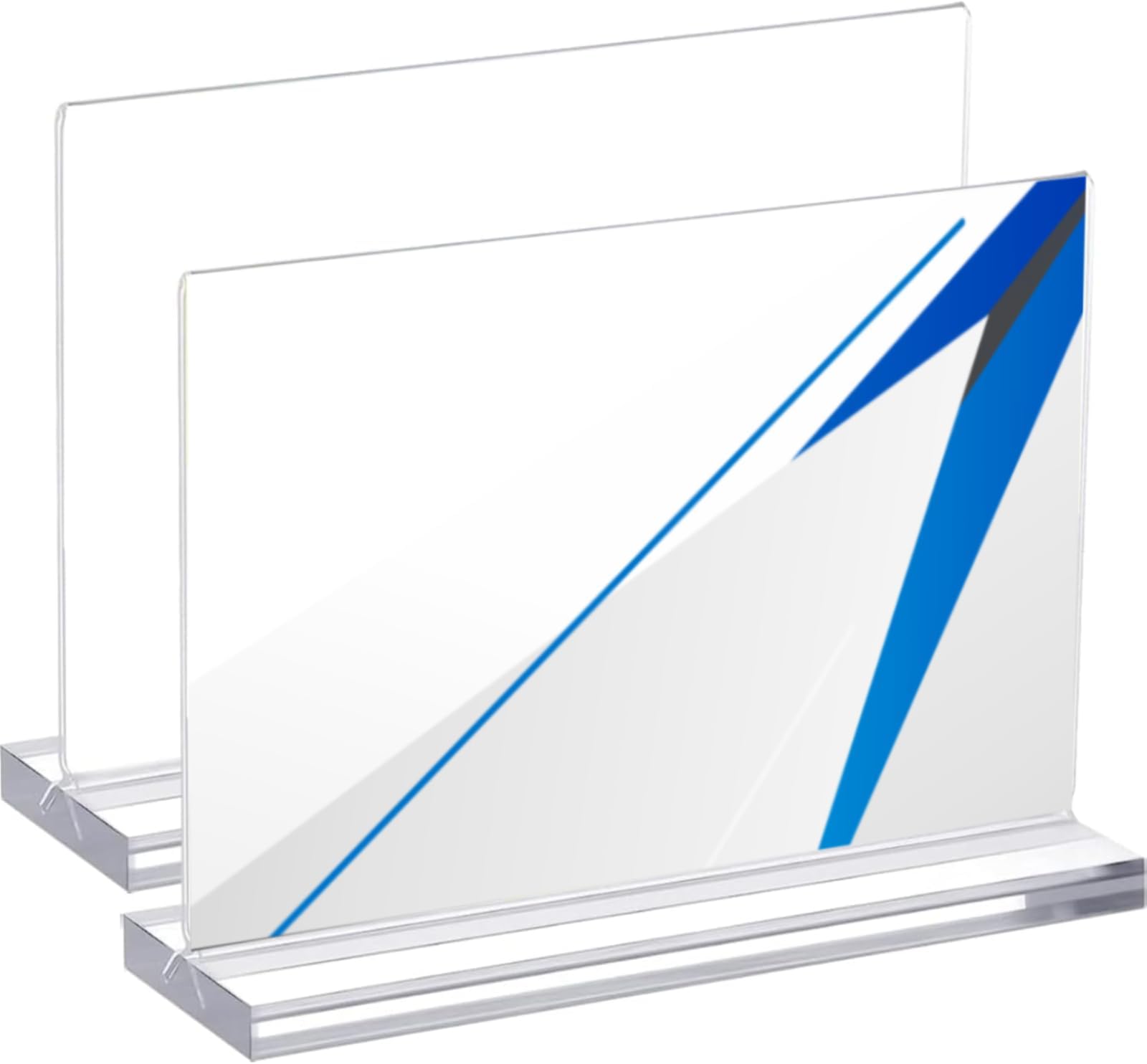 11 x 17 Inches Acrylic Sign Holder Horizontal Clear T Shaped Sign Holder Table Photo Menu Display Stand Double Sided Picture Flyer Sign Holder for Office Restaurant Store (2 Pack)