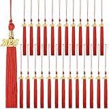 25 Pieces 2026 Graduation Tassel Bulk,Graduation Cap Tassels Decoration with 2026 Year Gold Date Charms,Grad Gifts for 2026 Year Grad Ceremonies Souvenir Class of 2026 for Grad Cap (Red)