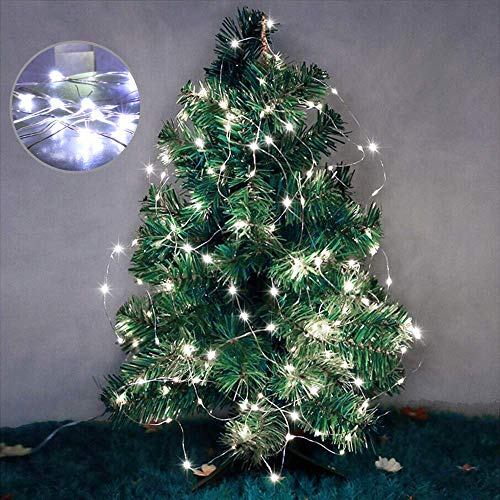 Solar String Lights, 2 Pack 100 Led Copper Wire Lights, Waterproof Fairy Decoration Starry String Lights - 8 Modes, Indoor/Outdoor For Gardens, Patios, Homes, Parties, Cool White 2 Pack #TOP3