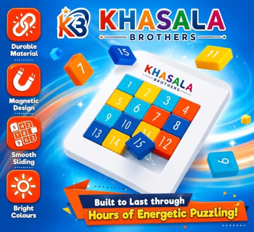 Image of Khasala Brothers Magnetic Number Puzzle 1 to 15 for Kids, Educational Brain Game Learning Toy Board for Boys & Girls Age 3+ (Number Brain Puzzle Set)
