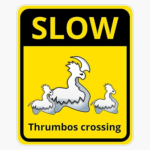 Rimworld Thrumbos Crossing Warning Sign Vinyl Sticker Waterproof Bumper Sticker Laptop Window 5'