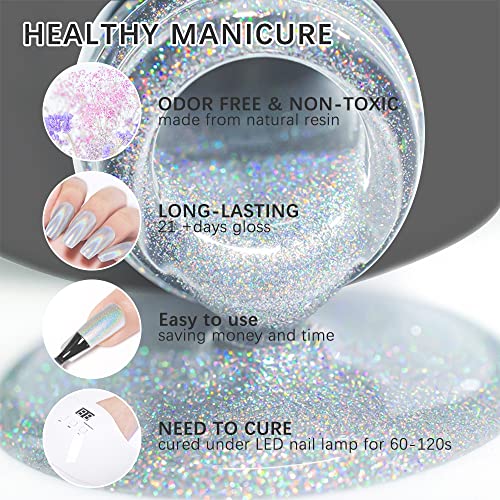Mizhse Holographic Gel Polish Set, Galaxy Gloss Nail Lacquer Iridescent Glitter Gel Nail Polish, Laser Gel Polish, Nail Art Nail Pigment Curing Required Unicorn Mirror Laser Effect Nail Gel For Salon Home Manicure-8Pcs… #TOP4