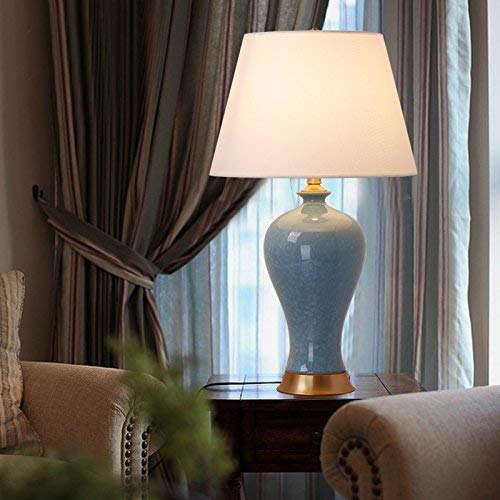 Lampe de salon rétro E27 céramique craquelée éclairage chic de table 65cm