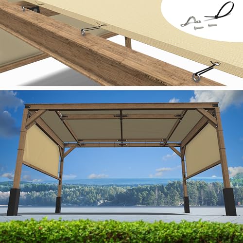 ShadeMart 8 x 16 Beige Pergola Sun Shade Canopy Replacement Cover UPF50 Commercial Grade 260 GSM Cloth for Outdoor Patio Garden Backyard (We Make Custom Size)