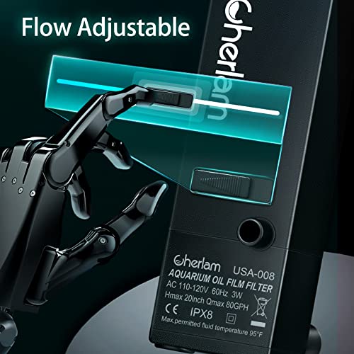 Cherlam Aquarium Surface Protein Skimmer,3W Fish Tank Protein Skimmer,3 In 1 Aquarium Oil Skimmer For Sea And Fresh Water, Internal Filter Wall Mounted Fish Tank Surface Protein Skimmer #TOP3