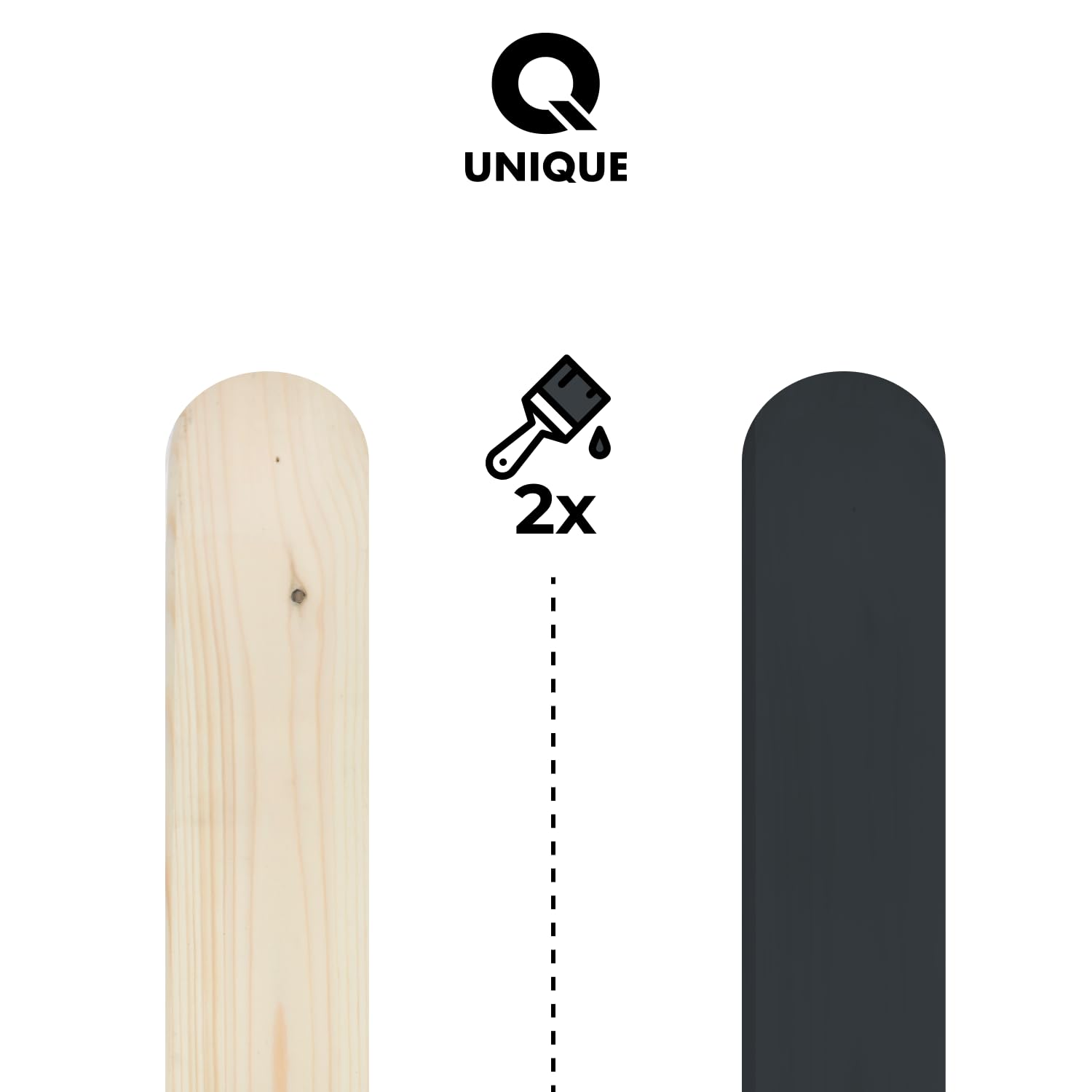 Q UNIQUE Deckende Holzfarbe Innen & Außen – Wasserbasierte Wetterschutzfarbe für Holz, MDF, HDF & OSB – UV-beständig, wetterfest – Für Gartenmöbel & Holzzaun – Hochglanz, Satin, Halbmatt