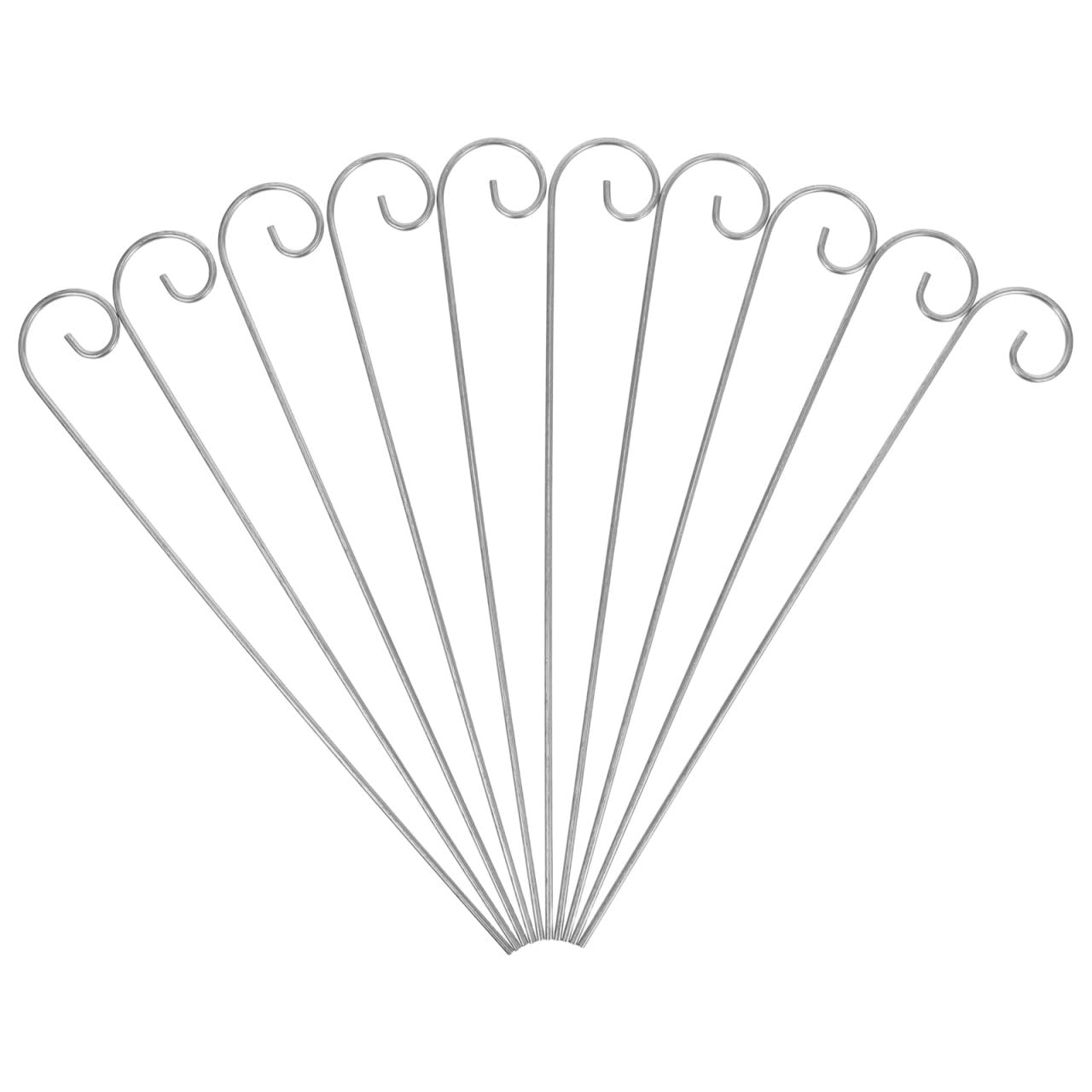 Healifty 10 Pcs Weather-Resistant Iron Shepherd Hooks for Hanging Bird Feeders and Plants, Silver Metal Garden Hooks with Sleek Minimalist Design for Outdoor Garden Organisation