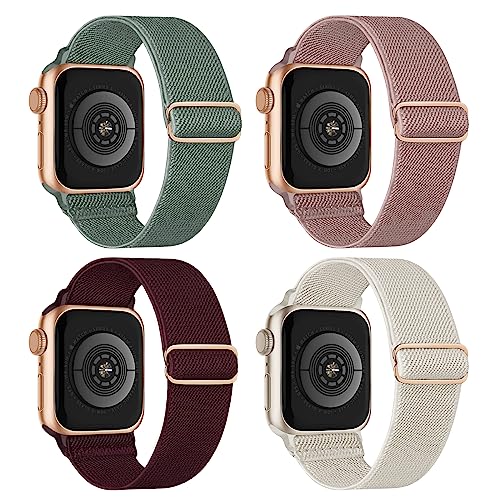 Stretchy Nylon Solo Loop Bands Compatible with Apple Watch 38mm 40mm 41mm 42mm 44mm 45mm 46mm 49mm, Sport Elastic Wristbands Women Men Straps for iWatch Series 10/9/8/7/6/5/4/3/2/1/SE 2/Ultra/Ultra 2
