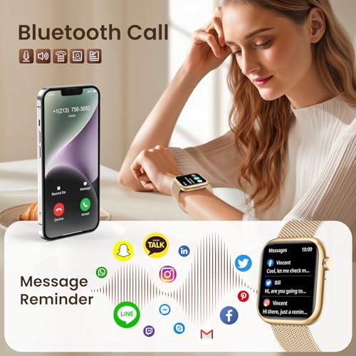 Smartwatch Damen Herren Telefonfunktion Fitnessuhr: 1,83’’HD Touchscreen Smart Watch mit 120+Sportmodi mit Pulsmesser Schrittzähler IP68 Wasserdichter Fitness Tracker Uhr Kompatibel Android und iOS