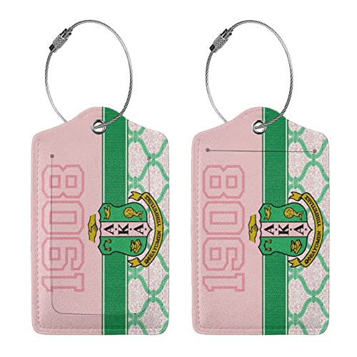 2 Pack Luggage Tags Pu Leather Baggage Tag Privacy Cover Id Label with Stainless Steel Loop Suitcase Travel Bag Labels Sorority Gifts for Women Sister3
