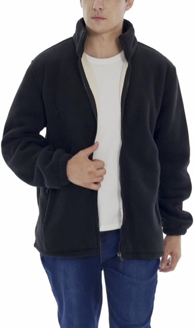 PAODIKUAI Men's Fleece Zip-Up Jacket Workout Fleece Jackets Full Zip Wool Warm Thick Coats with Pockets