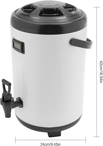 Miniatura 3 de Dispensador de bebidas aislado con termómetro 10L2.64 galones de acero inoxidable dispensador de bebidas calientes y frías con espita blanca para
