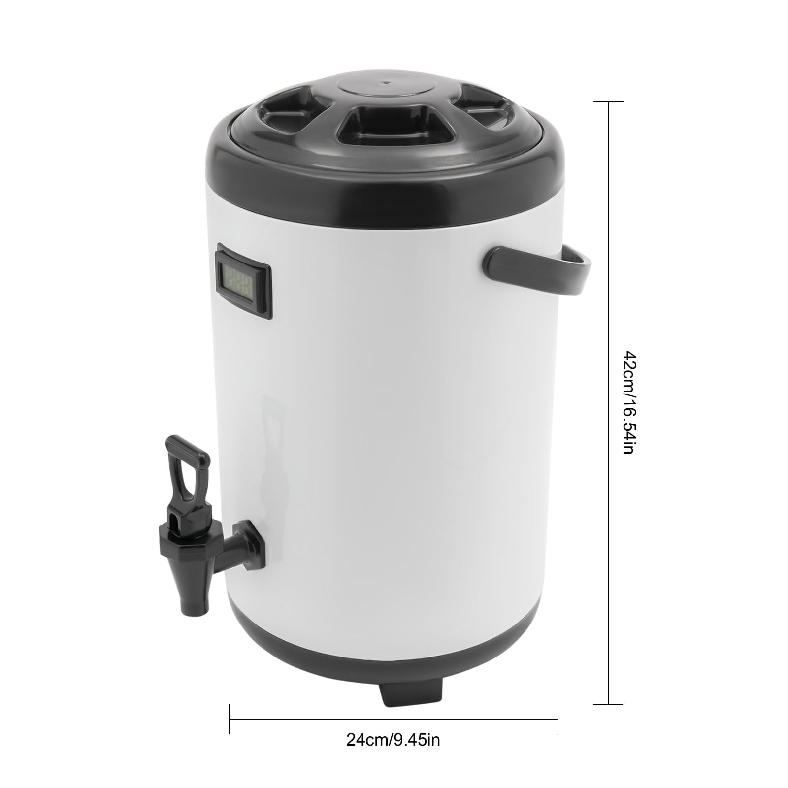 Distributore di bevande isolato in acciaio inox, 10 l, distributore di bevande calde e fredde, con termometro elettronico, rubinetto per caffè, tè al latte, succhi di frutta, termico, 12 ore (bianco)