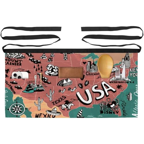Tablier court de chef lot de 3 pièces à motif américain multicolore