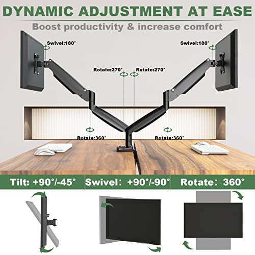 Image of UPGRAVITY Dual Monitor Mount, Dual Desk Mount for Two Ultrawide 22 inch-34 inch Flat /Curved Computer Screens, Fully Adjustable Gas Spring Double Stand Arms Hold 26.5lbs, VESA 75x75 /100x100mm