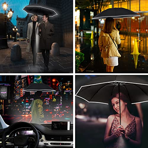 Lejorain Folding Reverse Led Umbrella - Upside Down Reflective Umbrella Compact Inverted Travel Windproof Umbrella Auto Open Close For Rain #TOP4