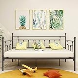 HOMERECOMMEND Metal Daybed Frame Twin Metal Slats Platform Base Box Spring Replacement Bed Sofa for Living Room Guest Room (Twin, Black Sanded)