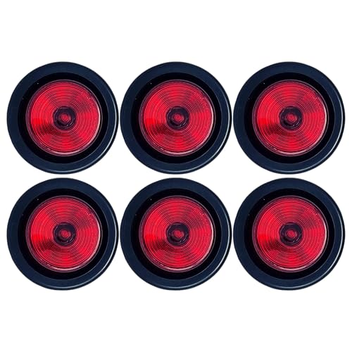 6 luces marcadoras laterales LED rojas redondas de 2 pulgadas miniatura 1