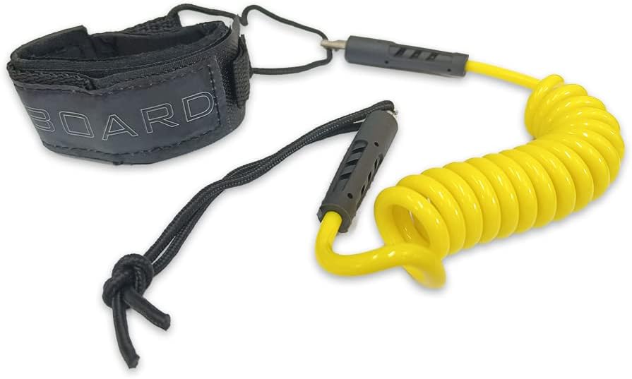 Bodyboard Leash Coiled Rope 4FT |Surf Accessories Replacement Surfboard Leash Red and yellow.