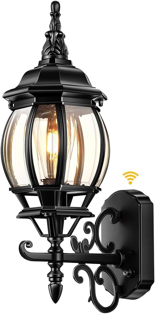 VIANIS Outdoor Wall Light, Black Exterior Porch Light Wall Mount, Modern Outside Lantern Lights for House, Dusk to Dawn Exterior Sconce Lighting for Garage, Front Door Light Fixture Outdoor Wall Lamps