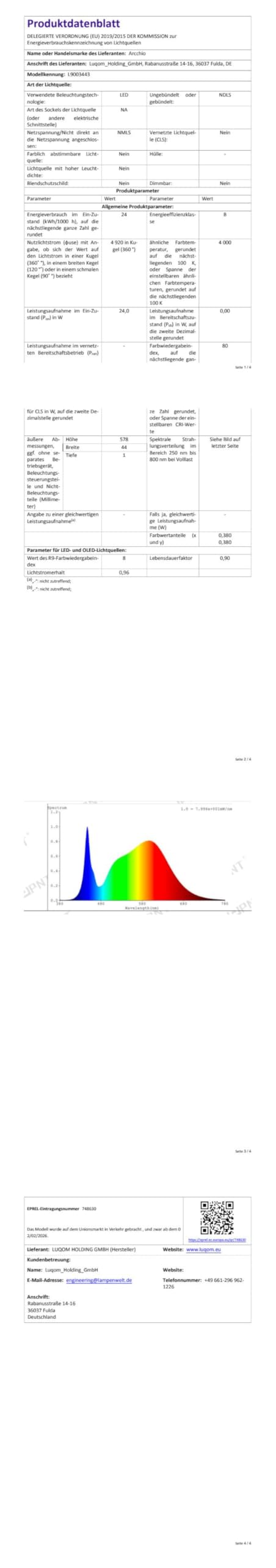 Arcchio Lampada da Terra Dimmerabile, Piantana LED 60W 6000LM Luce Bianco Naturale 4.000 K per Ufficio verso Alto e Basso Studio Moderno Industriale