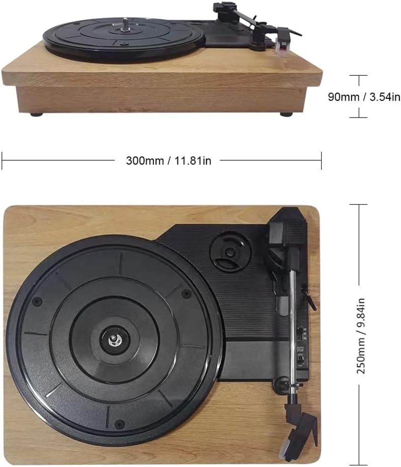 33/45/78 RPM Record Player Antique Gramophone Turntable Disc Headphone Jack Portable Phonograph Speaker