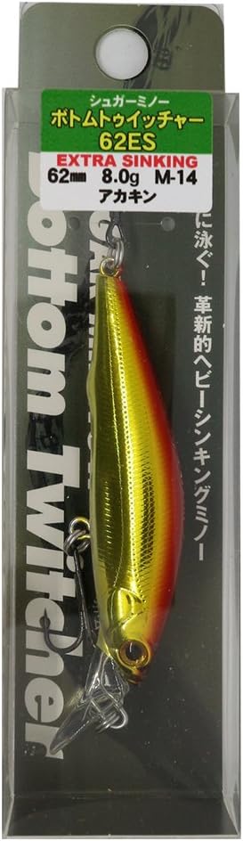 Bassday M-14 Minnow Sugar Minnow Bottom Twitcher 62ES, 2.4 inches (62 mm), 0.3 oz (8 g), Red Gold Lure