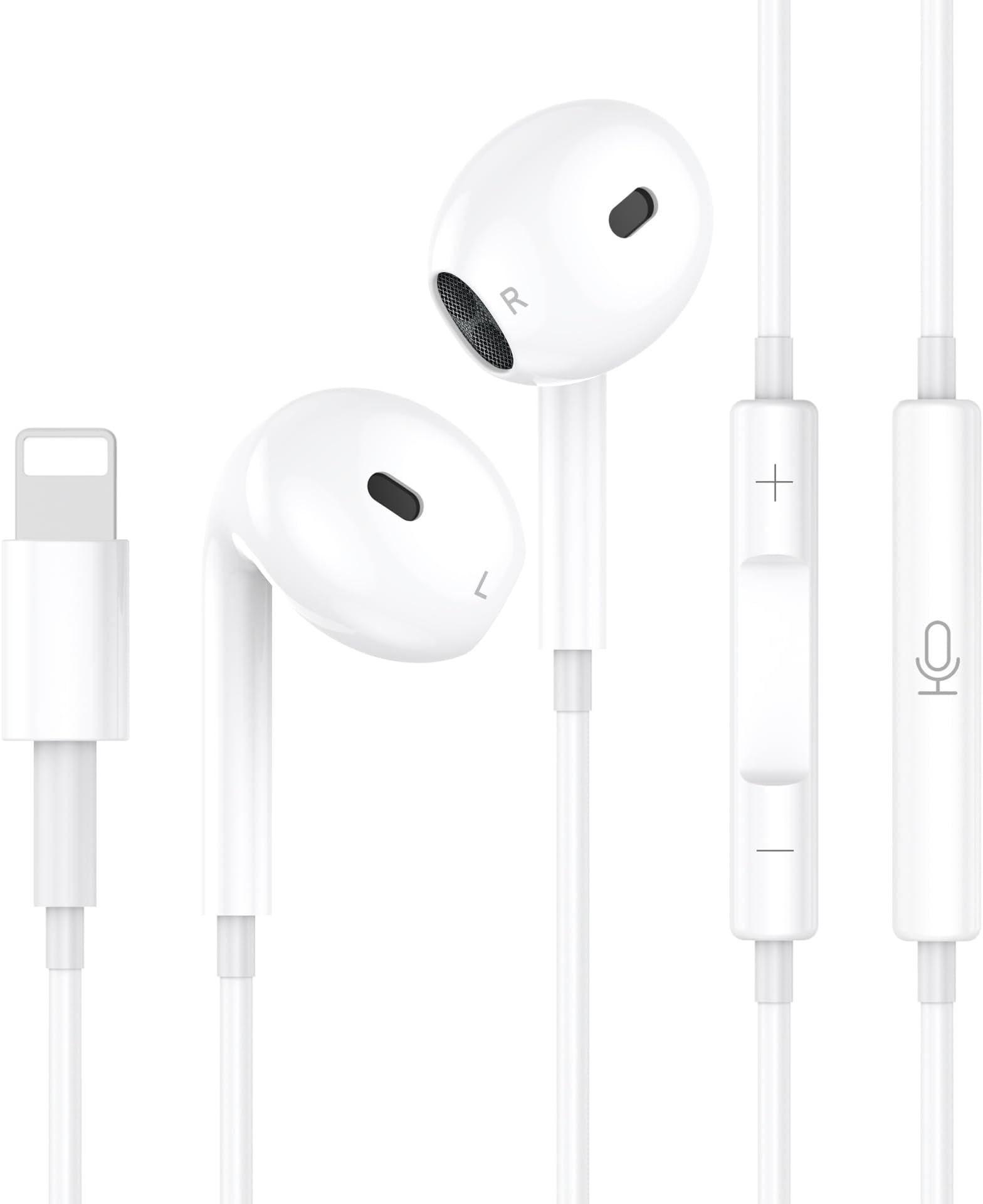 Wired Lightning Earbuds for iPhone, Stereo Headphones with Microphone and Volume Control, Noise-Canceling HiFi Sound, Compatible with iPhone 14 Pro Max/13/12/SE/11/XS/XR/8/7