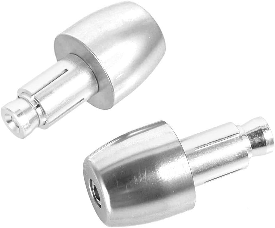 Motorcycle Handlebar End Plugs Anti-vibration Grip Bar End Caps Slider Set Accessories for 22mm 7/8" Handlebar (Silver)
